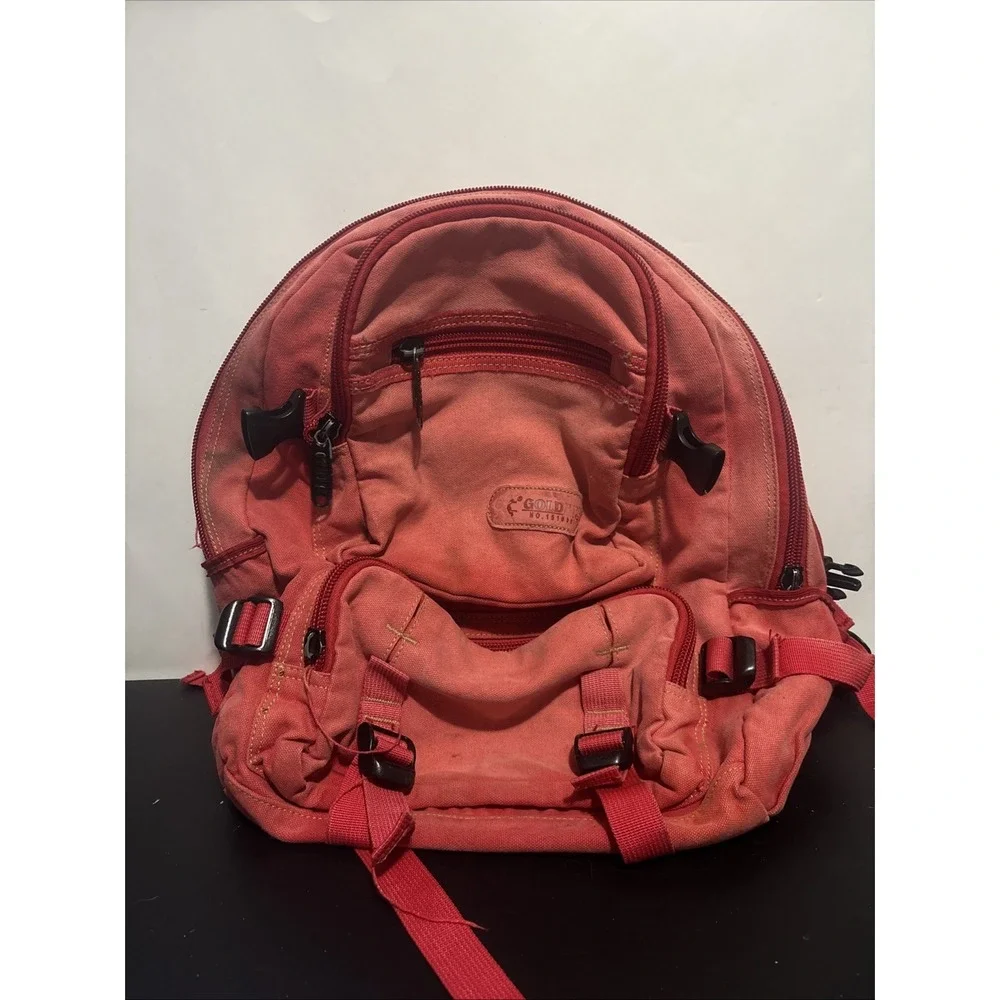 GoldBe! Vintage Red Canvas Backpack Utility Bag No. 1516883 Faded Streetwear